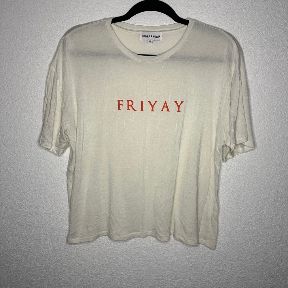 Sugarhigh FRIYAY Graphic Crop Top Sz XL